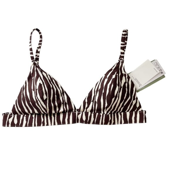 H&M Other - X NEW H&M Brown & White Zebra Print Triangle Bikini Top Padded - Size 10